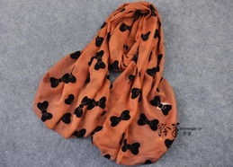 优雅绽放 羚羊早安植绒工艺雪纺长丝巾